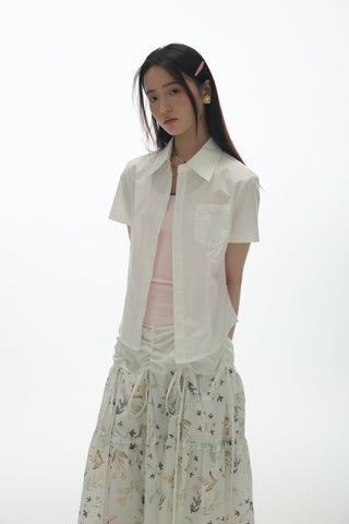 [YAWHAT] embroidered short shirt