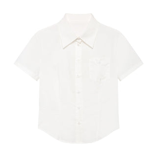 [YAWHAT] embroidered short shirt
