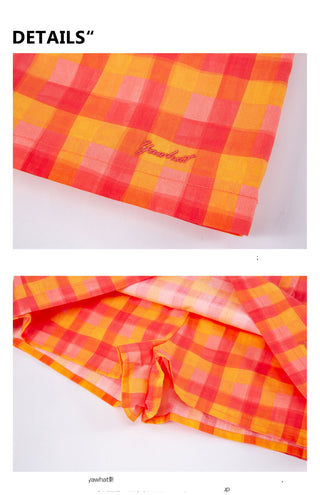[YAWHAT] checkered mini skirt