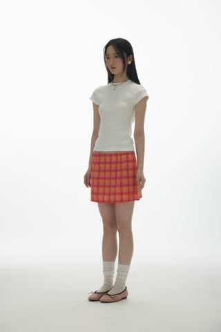 [YAWHAT] checkered mini skirt