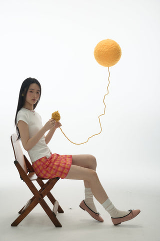 [YAWHAT] checkered mini skirt