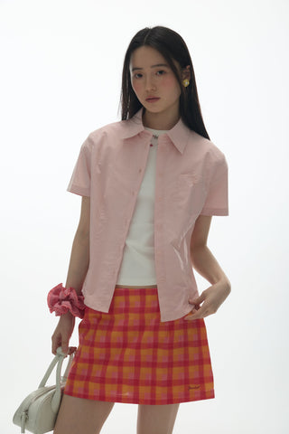 [YAWHAT] checkered mini skirt