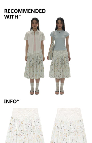 [YAWHAT] floral umbrella skirt