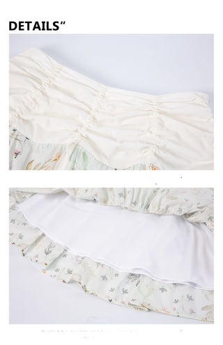 [YAWHAT] floral umbrella skirt