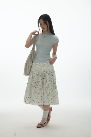 [YAWHAT] floral umbrella skirt