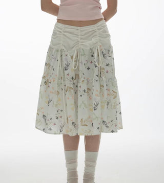 [YAWHAT] floral umbrella skirt