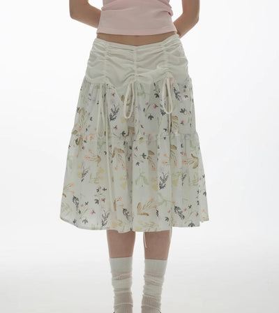 [YAWHAT] floral umbrella skirt