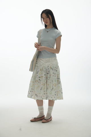 [YAWHAT] floral umbrella skirt