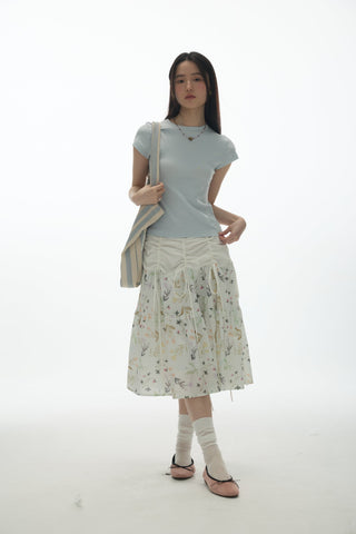 [YAWHAT] floral umbrella skirt