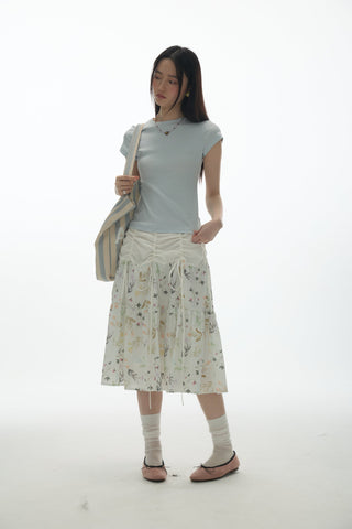 [YAWHAT] floral umbrella skirt
