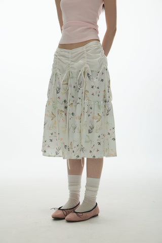 [YAWHAT] floral umbrella skirt