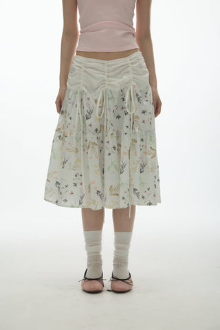 [YAWHAT] floral umbrella skirt