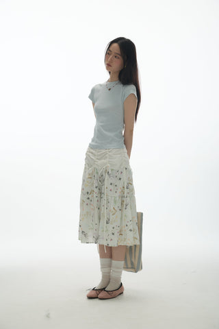 [YAWHAT] floral umbrella skirt