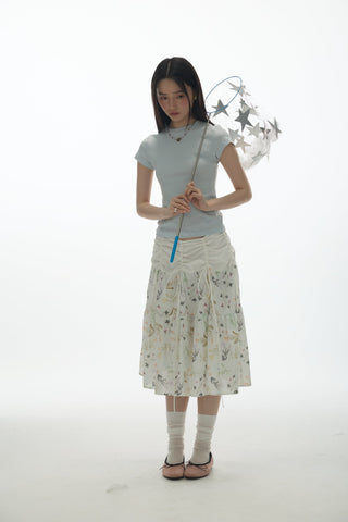 [YAWHAT] floral umbrella skirt