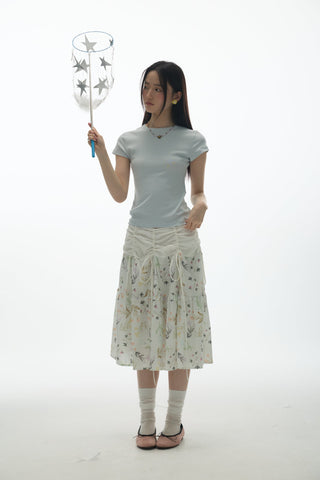 [YAWHAT] floral umbrella skirt