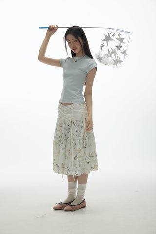 [YAWHAT] floral umbrella skirt