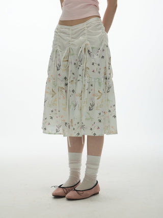 [YAWHAT] floral umbrella skirt