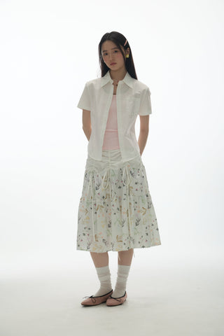 [YAWHAT] floral umbrella skirt