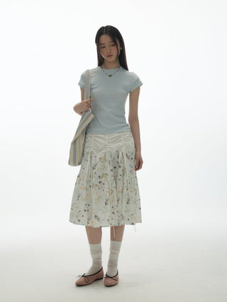 [YAWHAT] floral umbrella skirt