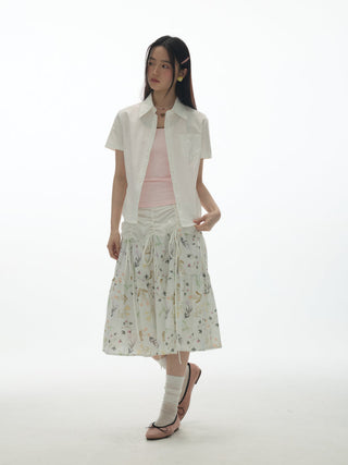 [YAWHAT] floral umbrella skirt