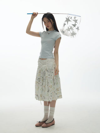 [YAWHAT] floral umbrella skirt