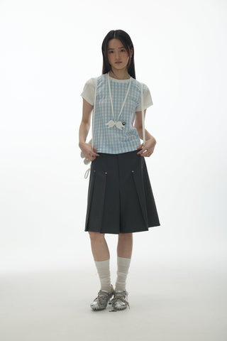 [YAWHAT] plaid rhinestone tee