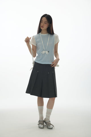[YAWHAT] plaid rhinestone tee