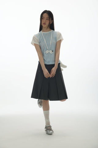 [YAWHAT] plaid rhinestone tee