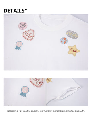 [YAWHAT] print embroidered tee