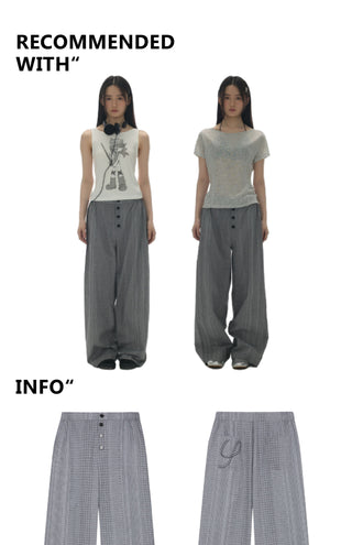 [YAWHAT] plaid straight pants