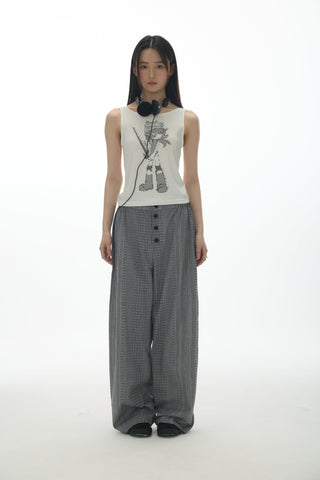 [YAWHAT] plaid straight pants
