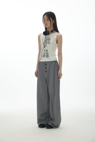 [YAWHAT] plaid straight pants