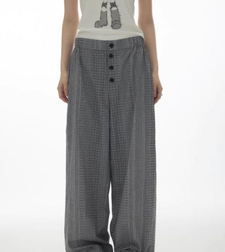 [YAWHAT] plaid straight pants
