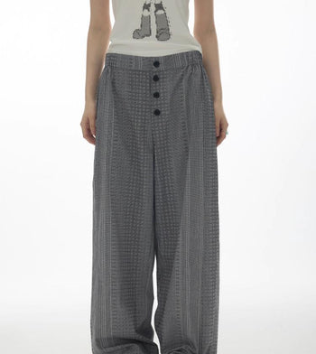 [YAWHAT] plaid straight pants