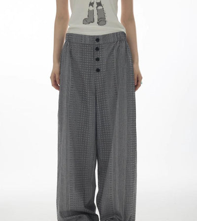 [YAWHAT] plaid straight pants