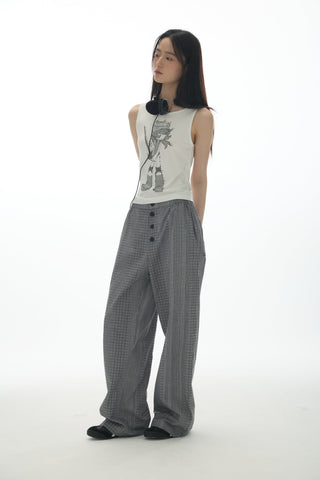 [YAWHAT] plaid straight pants