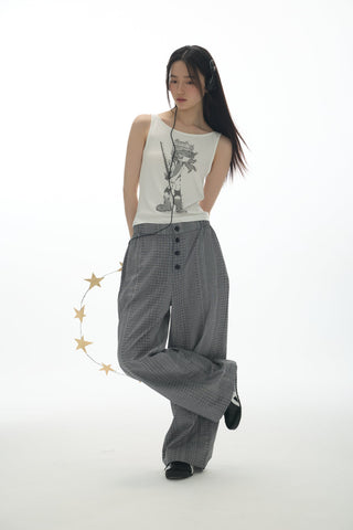 [YAWHAT] plaid straight pants