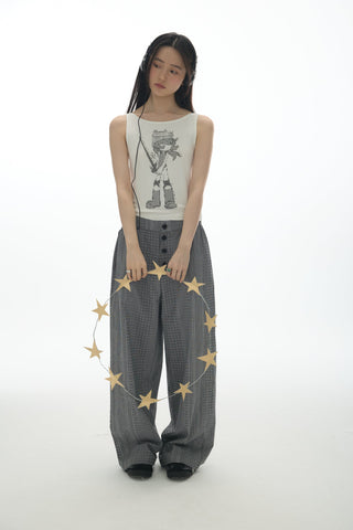 [YAWHAT] plaid straight pants