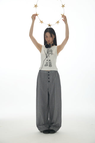 [YAWHAT] plaid straight pants