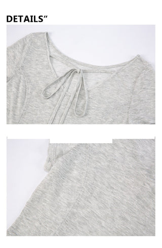 [YAWHAT] V-neck lace-up top