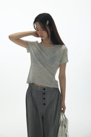 [YAWHAT] V-neck lace-up top