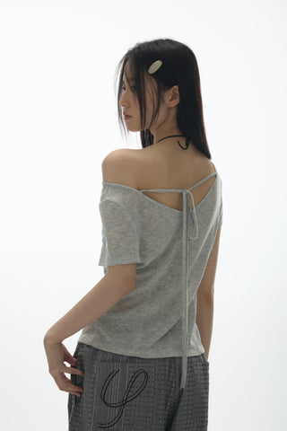 [YAWHAT] V-neck lace-up top