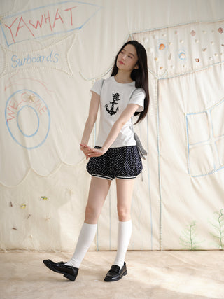 [YAWHAT] dots stripe shorts