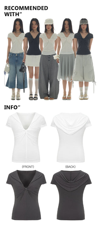 [YAWHAT] hooded knot tee