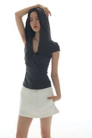 [YAWHAT] hooded knot tee