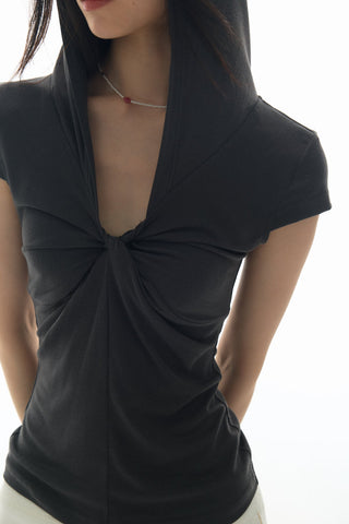 [YAWHAT] hooded knot tee