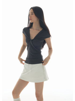 [YAWHAT] hooded knot tee
