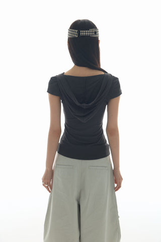 [YAWHAT] hooded knot tee