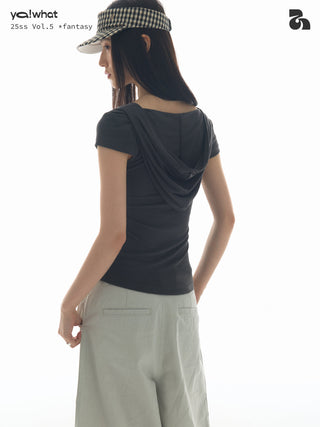[YAWHAT] hooded knot tee