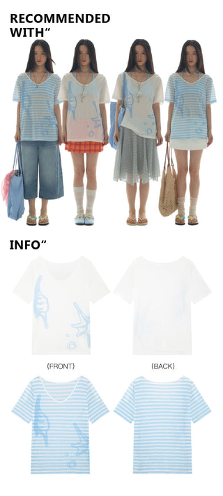 [YAWHAT] conch print blouse